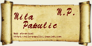 Mila Papulić vizit kartica